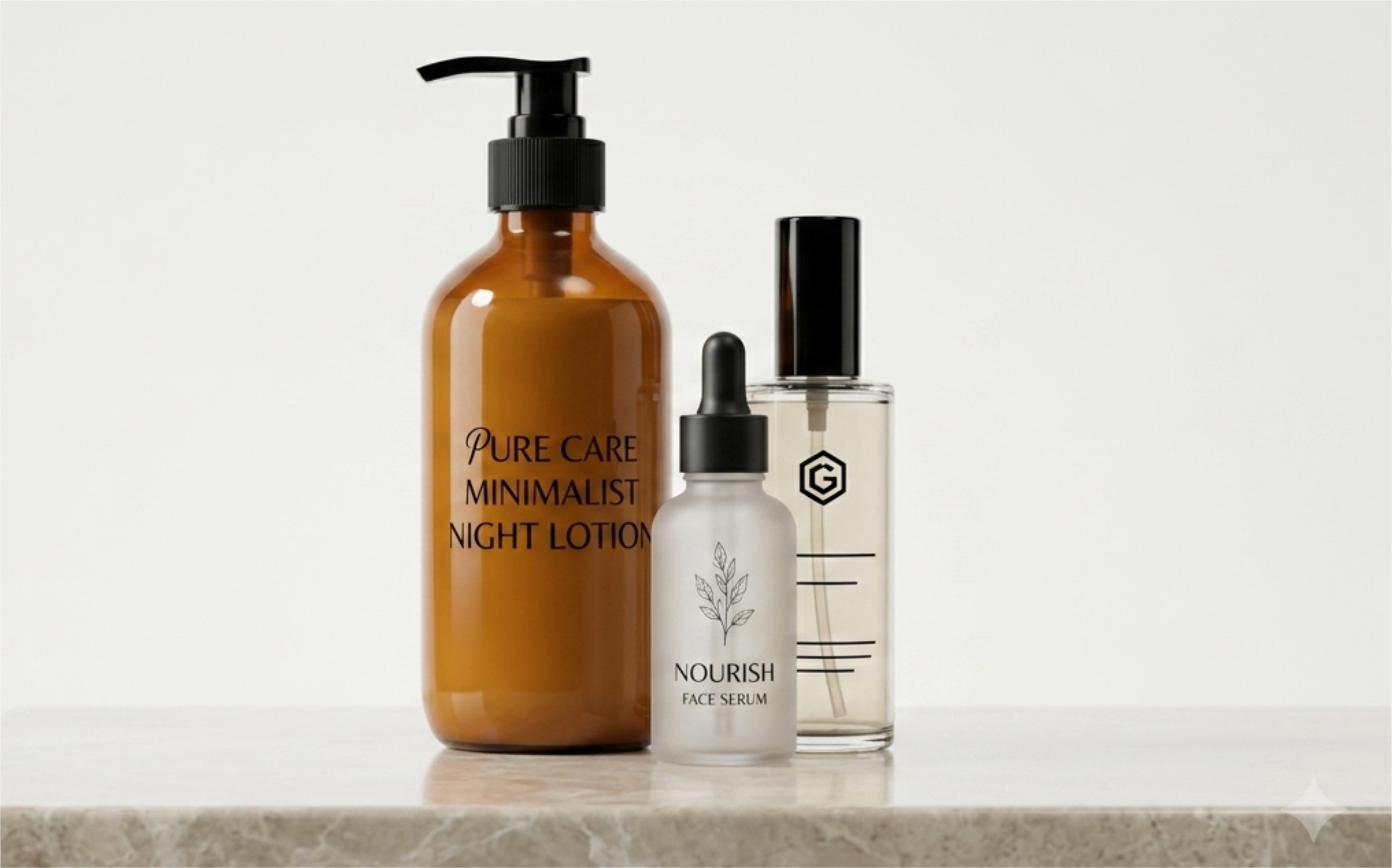 PET, HDPE, PP and glass bottles for cosmetics, skincare and personal care brands with minimal premium branding